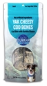 Yak Cheesy Cod Bones, 3.2 oz. durkha, yak, cheese, treats, dog, cod, skin, bones